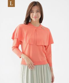 TRANS WORK (大きいサイズ) / トランスワーク (オオキイサイズ) その他トップス | 【L】【ウォッシャブル】ファインゲージケープ付ニットプルオーバー