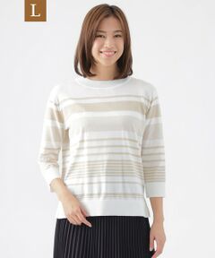 TRANS WORK トランスワーク シルクプルオーバー LL 大きいサイズ ウォッシャブル】バイカラーボーダープルオーバーカットソー