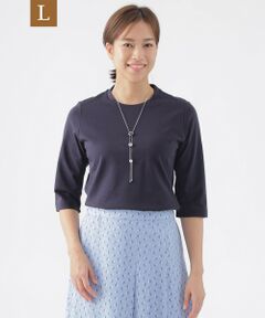 TRANS WORK (大きいサイズ) / トランスワーク (オオキイサイズ) その他トップス | 【L】【ウォッシャブル】コンパクトコットンポンチ7分袖ドレスＴシャツ