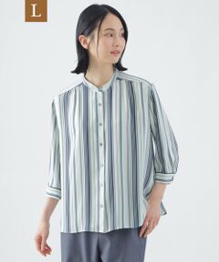 TRANS WORK (大きいサイズ) / トランスワーク (オオキイサイズ) その他トップス | 【L】【ウォッシャブル】マルチストライププリントシャツブラウス