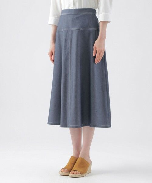 TRANS WORK (大きいサイズ) / トランスワーク (オオキイサイズ) ロング・マキシ丈スカート | 【L】【ウォッシャブル】ライトシャンブレーデニムフレアスカート | 詳細3