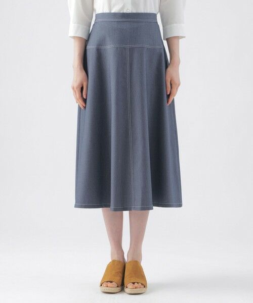 TRANS WORK (大きいサイズ) / トランスワーク (オオキイサイズ) ロング・マキシ丈スカート | 【L】【ウォッシャブル】ライトシャンブレーデニムフレアスカート | 詳細2