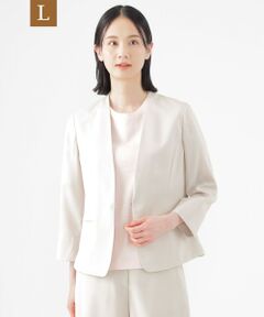 TRANS WORK (大きいサイズ) / トランスワーク (オオキイサイズ) テーラードジャケット | 【L】【美シリーズ】【UV対策】【着用しわ軽減】【ウォッシャブル】エアリーコードレーンノーカラージャケット