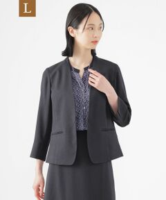 TRANS WORK (大きいサイズ) / トランスワーク (オオキイサイズ) テーラードジャケット | 【L】【美シリーズ】【UV対策】【着用しわ軽減】【ウォッシャブル】エアリーコードレーンノーカラージャケット