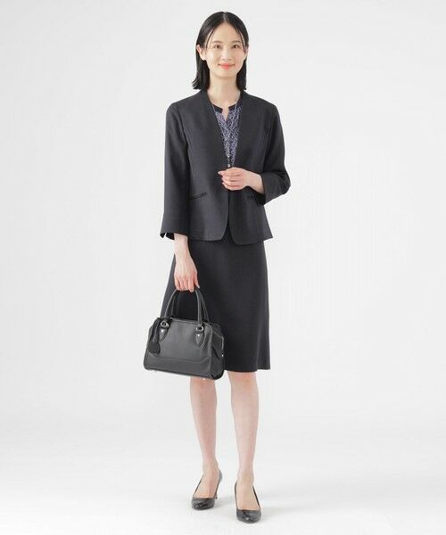 TRANS WORK (大きいサイズ) / トランスワーク (オオキイサイズ) テーラードジャケット | 【L】【美シリーズ】【UV対策】【着用しわ軽減】【ウォッシャブル】エアリーコードレーンノーカラージャケット | 詳細4