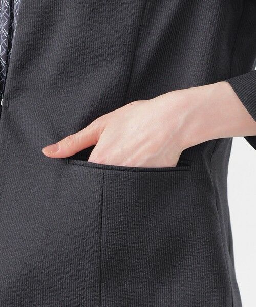 TRANS WORK (大きいサイズ) / トランスワーク (オオキイサイズ) テーラードジャケット | 【L】【美シリーズ】【UV対策】【着用しわ軽減】【ウォッシャブル】エアリーコードレーンノーカラージャケット | 詳細9