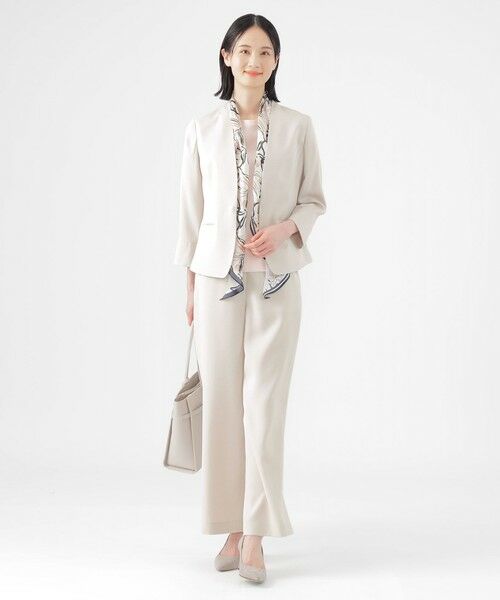 TRANS WORK (大きいサイズ) / トランスワーク (オオキイサイズ) テーラードジャケット | 【L】【美シリーズ】【UV対策】【着用しわ軽減】【ウォッシャブル】エアリーコードレーンノーカラージャケット | 詳細3