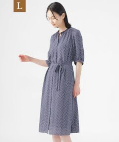 TRANS WORK (大きいサイズ) / トランスワーク (オオキイサイズ) ロング・マキシ丈ワンピース | 【L】【UV対策】【ウォッシャブル】ラインキューブプリントシャツワンピース