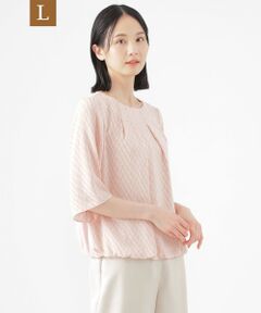 TRANS WORK (大きいサイズ) / トランスワーク (オオキイサイズ) その他トップス | 【L】【ウォッシャブル】ラインキューブプリントコンビブラウス