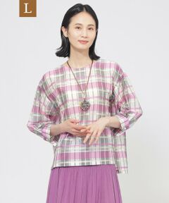 TRANS WORK (大きいサイズ) / トランスワーク (オオキイサイズ) その他トップス | 【L】【ウォッシャブル】シャドーチェックチュニックブラウス