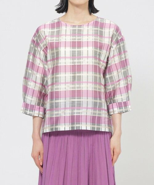 TRANS WORK (大きいサイズ) / トランスワーク (オオキイサイズ) その他トップス | 【L】【ウォッシャブル】シャドーチェックチュニックブラウス | 詳細3