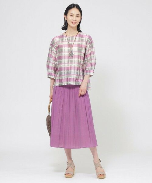 TRANS WORK (大きいサイズ) / トランスワーク (オオキイサイズ) その他トップス | 【L】【ウォッシャブル】シャドーチェックチュニックブラウス | 詳細1