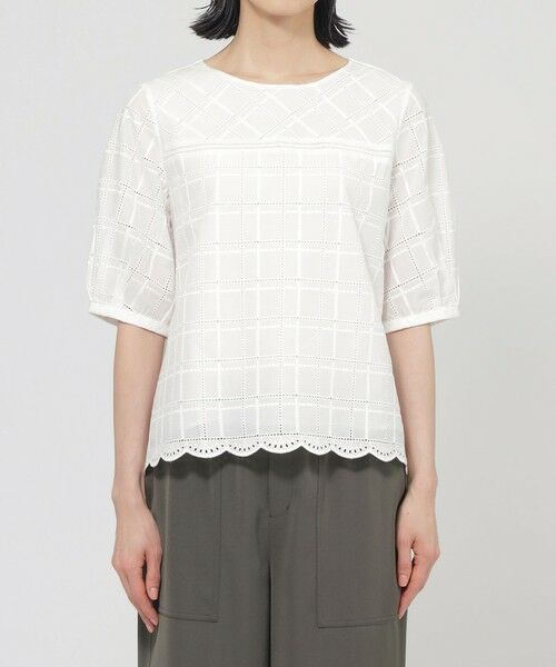 TRANS WORK (大きいサイズ) / トランスワーク (オオキイサイズ) その他トップス | 【L】【ウォッシャブル】カットワークチェックコンビカットソー | 詳細3