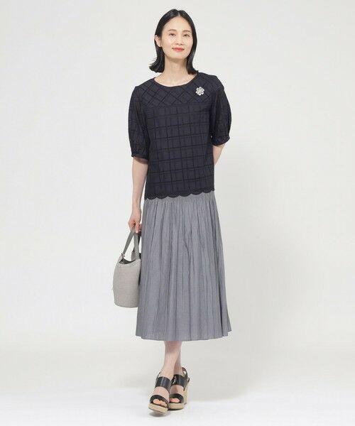 TRANS WORK (大きいサイズ) / トランスワーク (オオキイサイズ) その他トップス | 【L】【ウォッシャブル】カットワークチェックコンビカットソー | 詳細2