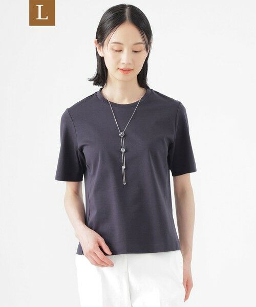 TRANS WORK (大きいサイズ)/トランスワーク (オオキイサイズ) 【L】【ウォッシャブル】コンパクトコットンポンチクルーネックカットソー ネイビー 46 TRANS WORK (大きいサイズ)/トランスワーク (オオキイサイズ) 【L】【ウォッシャブル】コンパクトコットンポンチクルーネックカットソー ネイビー 46