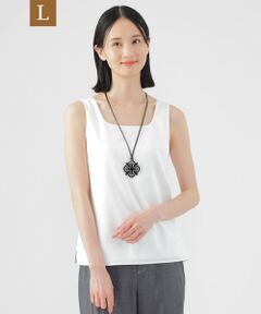 TRANS WORK (大きいサイズ) / トランスワーク (オオキイサイズ) その他トップス | 【L】【ウォッシャブル】ストレッチサテンコンビタンクトップ