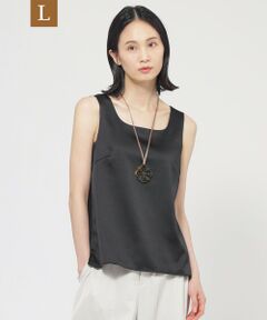 TRANS WORK (大きいサイズ) / トランスワーク (オオキイサイズ) その他トップス | 【L】【ウォッシャブル】ストレッチサテンコンビタンクトップ