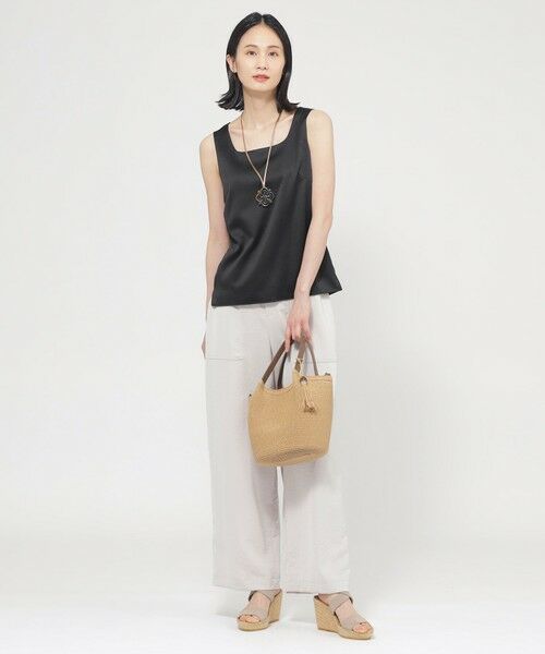 TRANS WORK (大きいサイズ) / トランスワーク (オオキイサイズ) その他トップス | 【L】【ウォッシャブル】ストレッチサテンコンビタンクトップ | 詳細3