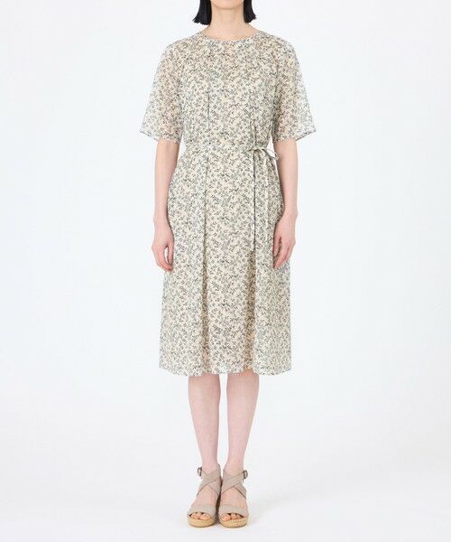 TRANS WORK (大きいサイズ) / トランスワーク (オオキイサイズ) ロング・マキシ丈ワンピース | 【L】【ウォッシャブル】シャドーフラワープリントワンピース | 詳細4