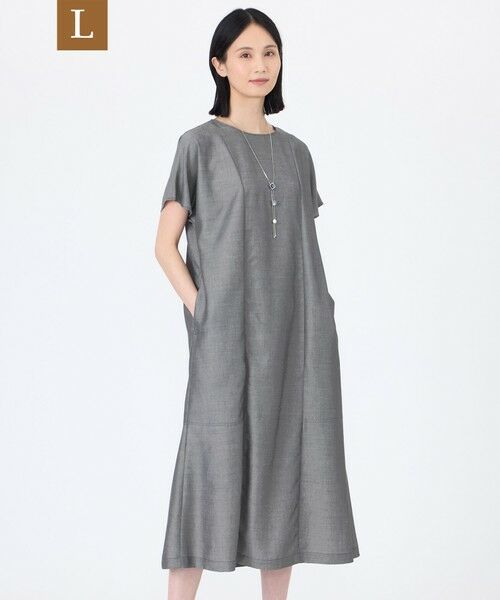 TRANS WORK (大きいサイズ)/トランスワーク (オオキイサイズ) 【L】【ウォッシャブル】シャルマンダンガリーワンピース チャコールグレー 44 TRANS WORK (大きいサイズ)/トランスワーク (オオキイサイズ) 【L】【ウォッシャブル】シャルマンダンガリーワンピース チャコールグレー 44