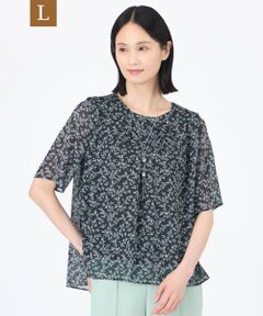 TRANS WORK (大きいサイズ) / トランスワーク (オオキイサイズ) その他トップス | 【L】【ウォッシャブル】シャドーフラワープリントプルオーバーブラウス