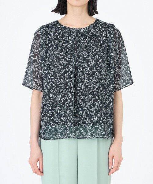 TRANS WORK (大きいサイズ) / トランスワーク (オオキイサイズ) その他トップス | 【L】【ウォッシャブル】シャドーフラワープリントプルオーバーブラウス | 詳細3