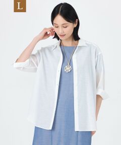 TRANS WORK (大きいサイズ) / トランスワーク (オオキイサイズ) その他トップス | 【L】【接触冷感】【ウォッシャブル】シルキーローンシャツブラウス