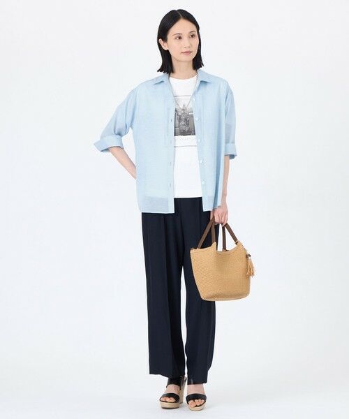 TRANS WORK (大きいサイズ) / トランスワーク (オオキイサイズ) その他トップス | 【L】【接触冷感】【ウォッシャブル】シルキーローンシャツブラウス | 詳細2