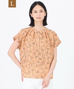 TRANS WORK (大きいサイズ) / トランスワーク (オオキイサイズ) その他トップス | 【L】【ウォッシャブル】ミジンサッカー マリンプリントプルオーバーブラウス