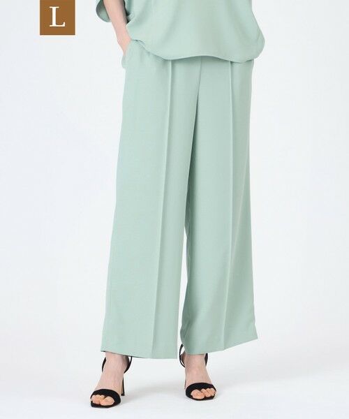 TRANS WORK (大きいサイズ) / トランスワーク (オオキイサイズ) その他パンツ | 【L】【ウォッシャブル】【接触冷感】【UV】バックサテンジョーゼットパンツ(グリーン)