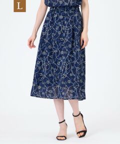 TRANS WORK (大きいサイズ) / トランスワーク (オオキイサイズ) ロング・マキシ丈スカート | 【L】【ウォッシャブル】ミジンサッカー マリンプリントスカート