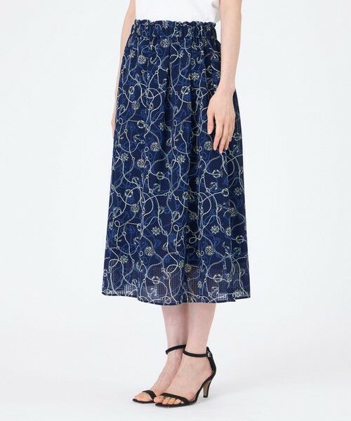 TRANS WORK (大きいサイズ) / トランスワーク (オオキイサイズ) ロング・マキシ丈スカート | 【L】【ウォッシャブル】ミジンサッカー マリンプリントスカート | 詳細4