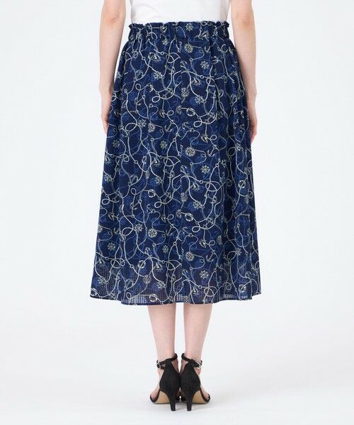 TRANS WORK (大きいサイズ) / トランスワーク (オオキイサイズ) ロング・マキシ丈スカート | 【L】【ウォッシャブル】ミジンサッカー マリンプリントスカート | 詳細5