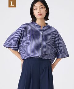 TRANS WORK (大きいサイズ) / トランスワーク (オオキイサイズ) その他トップス | 【L】【ウォッシャブル】T/Cストライプ天竺シャツ