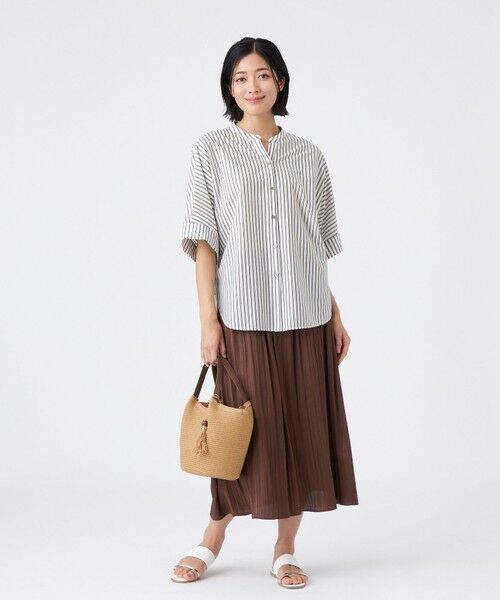 TRANS WORK (大きいサイズ) / トランスワーク (オオキイサイズ) その他トップス | 【L】【ウォッシャブル】T/Cストライプ天竺シャツ | 詳細1