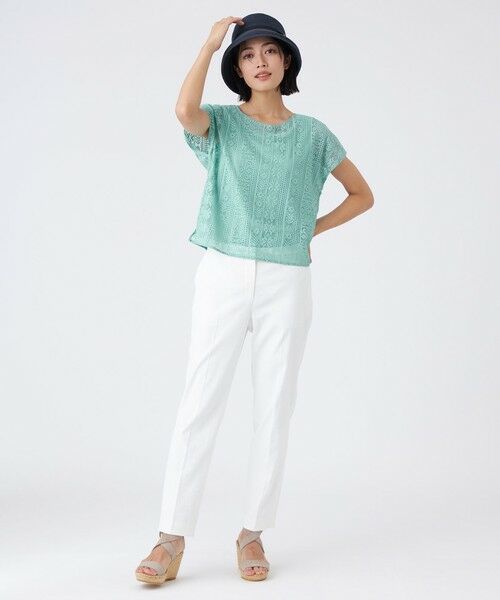 TRANS WORK (大きいサイズ) / トランスワーク (オオキイサイズ) その他トップス | 【L】【接触冷感・吸水速乾・抗菌防臭・UV・ウォッシャブル】コンパクト40Gポンチ×ラッセルレース | 詳細4