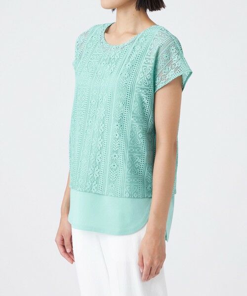 TRANS WORK (大きいサイズ) / トランスワーク (オオキイサイズ) その他トップス | 【L】【接触冷感・吸水速乾・抗菌防臭・UV・ウォッシャブル】コンパクト40Gポンチ×ラッセルレース | 詳細8