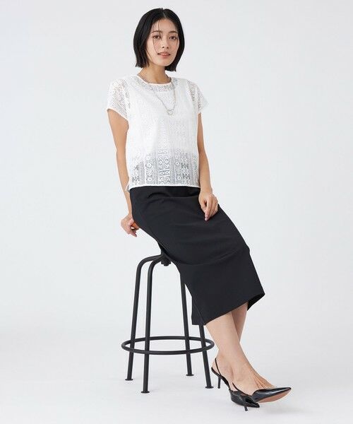 TRANS WORK (大きいサイズ) / トランスワーク (オオキイサイズ) その他トップス | 【L】【接触冷感・吸水速乾・抗菌防臭・UV・ウォッシャブル】コンパクト40Gポンチ×ラッセルレース | 詳細1