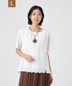 TRANS WORK (大きいサイズ) / トランスワーク (オオキイサイズ) その他トップス | 【L】【ウォッシャブル】カットワークレースコンビ