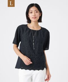 TRANS WORK (大きいサイズ) / トランスワーク (オオキイサイズ) その他トップス | 【L】【ウォッシャブル】カットワークレースコンビ