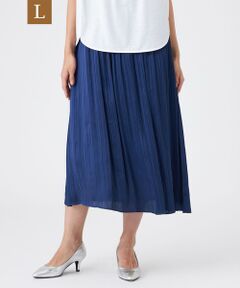 TRANS WORK (大きいサイズ) / トランスワーク (オオキイサイズ) ロング・マキシ丈スカート | 【L】【ウォッシャブル】プリーツ調バックサテンスカート