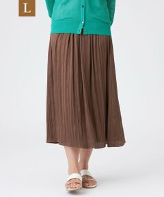 TRANS WORK (大きいサイズ) / トランスワーク (オオキイサイズ) ロング・マキシ丈スカート | 【L】【ウォッシャブル】プリーツ調バックサテンスカート