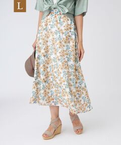 TRANS WORK (大きいサイズ) / トランスワーク (オオキイサイズ) ロング・マキシ丈スカート | 【L】【ウォッシャブル】フラワープリントスカート