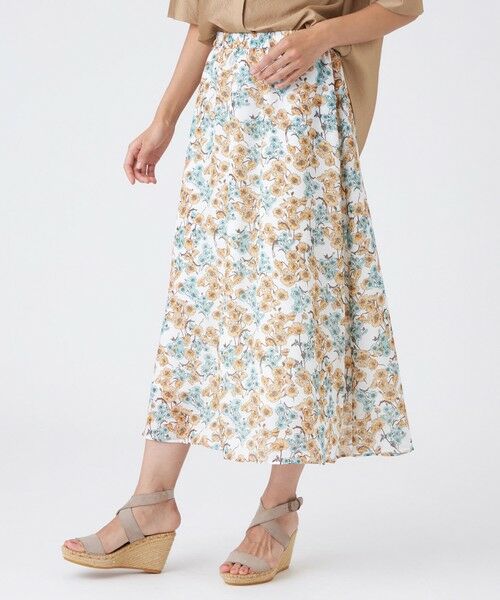 TRANS WORK (大きいサイズ) / トランスワーク (オオキイサイズ) ロング・マキシ丈スカート | 【L】【ウォッシャブル】フラワープリントスカート | 詳細3