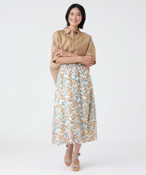 TRANS WORK (大きいサイズ) / トランスワーク (オオキイサイズ) ロング・マキシ丈スカート | 【L】【ウォッシャブル】フラワープリントスカート | 詳細2