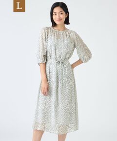 TRANS WORK (大きいサイズ) / トランスワーク (オオキイサイズ) ロング・マキシ丈ワンピース | 【L】【ウォッシャブル】ドットクレープワンピース