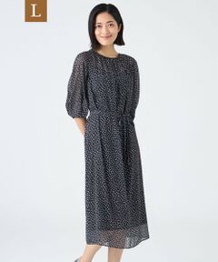 TRANS WORK (大きいサイズ) / トランスワーク (オオキイサイズ) ロング・マキシ丈ワンピース | 【L】【ウォッシャブル】ドットクレープワンピース