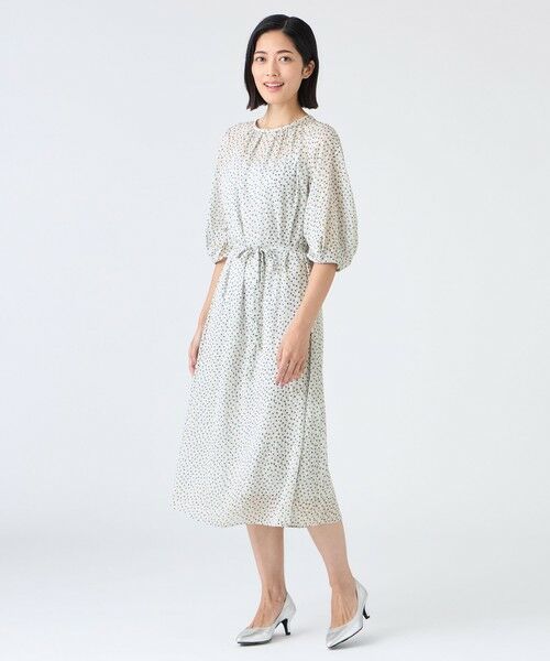 TRANS WORK (大きいサイズ) / トランスワーク (オオキイサイズ) ロング・マキシ丈ワンピース | 【L】【ウォッシャブル】ドットクレープワンピース | 詳細1