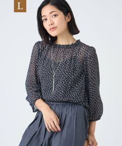 TRANS WORK (大きいサイズ) / トランスワーク (オオキイサイズ) その他トップス | 【L】【ウォッシャブル】ドットクレープブラウス