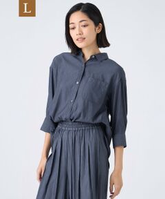 TRANS WORK (大きいサイズ) / トランスワーク (オオキイサイズ) その他トップス | 【L】【ウォッシャブル】割繊シャンブレーブラウス